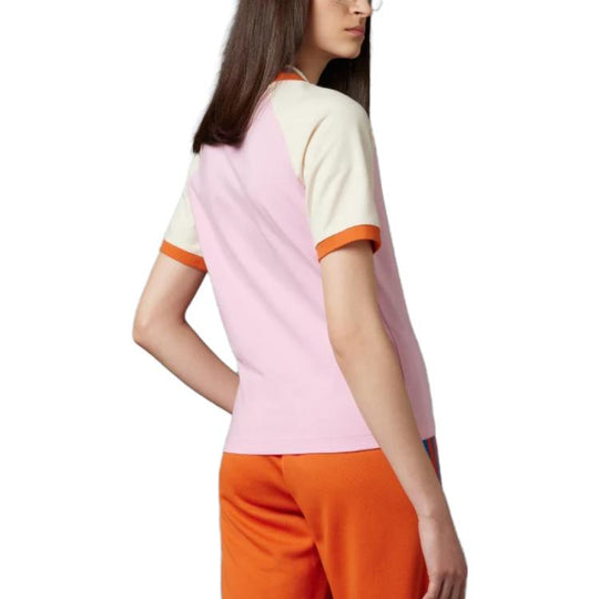 WMNS) adidas originals Adicolor \'True T-shirt Cali CREW V-Neck - 70s KICKS Pink\' I