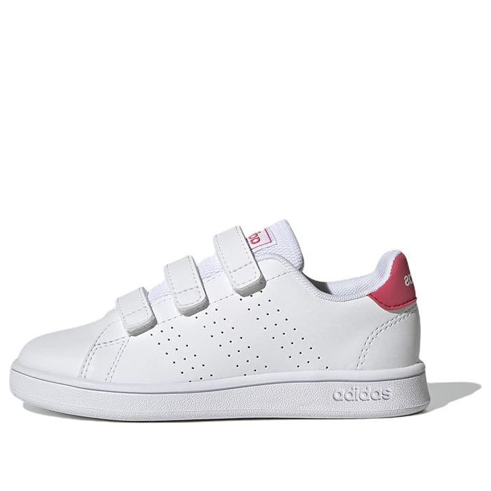 Real Advantage Lifestyle PS) KICKS Court \'White Hook-and-Loop - adidas CREW Pink\'