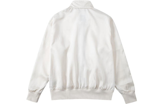 Men's adidas originals Solid Color Line Stand Collar Sports Jacket Autumn White H31291