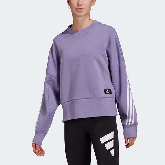 adidas W Fi 3s Hoo Neck Long Crew Pullover Round - Sleeves CREW KICKS Sports Stripe