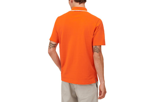 Men's HERMES SS21 H Pocket Short Sleeve Polo Shirt Orange H157930HA30