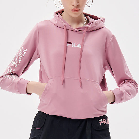 (WMNS) FILA FUSION Logo Embroidered Solid Color Sports Hoodie Pink T11W133204F-PK