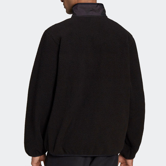 Men's adidas originals Stay Warm Fleece Lined Polar Fleece Sports Jacket Black HF9216