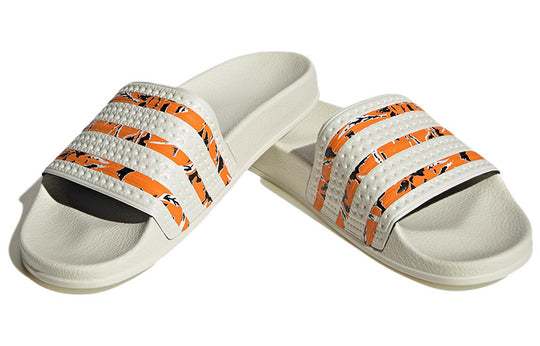 Adidas Originals Adilette Slides 'Off White Bright Orange' IE7744 - KICKS  CREW
