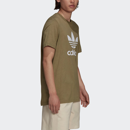 adidas originals Men\'s Trefoil Logo Print Green HE4954 | T-Shirts