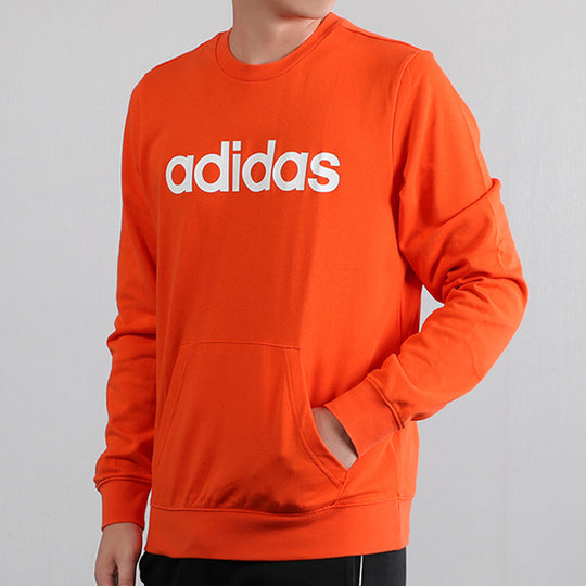 adidas neo logo Printing Casual Sports Round Neck Pullover Orange EJ7057