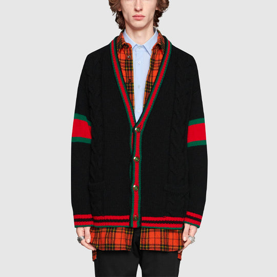 GUCCI Cable Knit Oversize Cardigan 'Black' 497037-X1561-1082