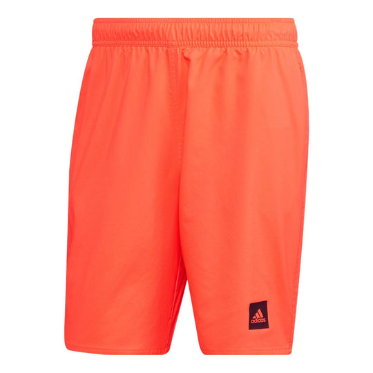 Men's adidas Solid Clx Sh Cl Solid Color Logo Straight Sports Shorts Orange HC8560