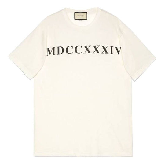 Men's Gucci Printing Alphabet Logo Short Sleeve White 539081-XJCB5-9207