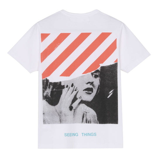 Men\'s OFF-WHITE Marilyn T-Shirt Sleeve CREW Short KICKS Monroe - Printing OMA White