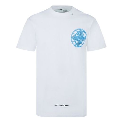 Men's OFF-WHITE Cotton Minimalistic Alphabet Printing Geometry Pattern Design Casual Round Neck Short Sleeve White T-Shirt OMAA027R201850030188 T-shirts - KICKSCREW