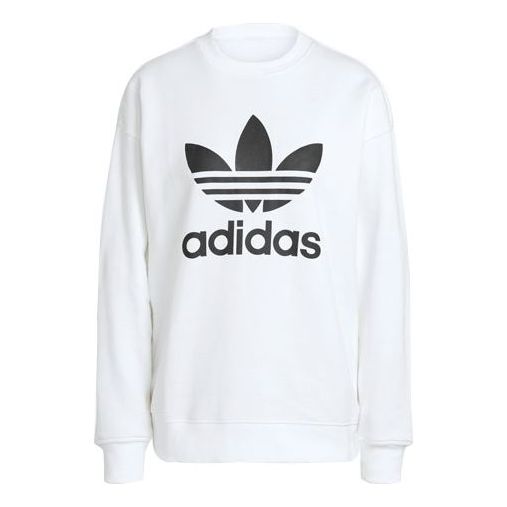 WMNS) adidas originals Logo Printing Sports Pullover White Hoodie GN2
