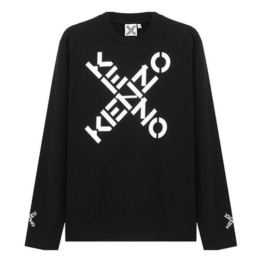 Men's KENZO SS21 Big X Pattern Round Neck Long Sleeves Black FB55TS1534SK-99