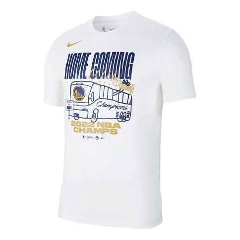 Men's Nike NBA Round Neck Golden State Warriors White T-Shirt FD9854-100