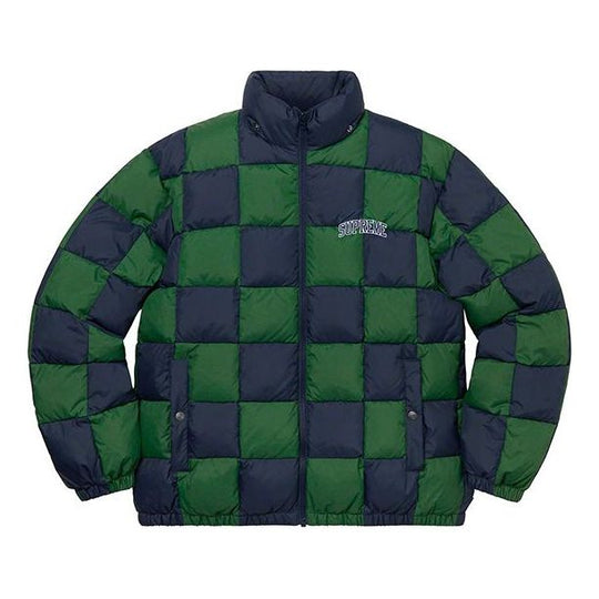 Supreme FW Week  Checkerboard Puffy Jacket 'Blue Green' SUP FW