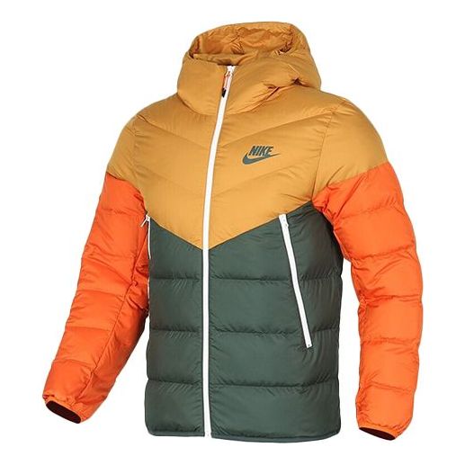 Nike Casual Sports Splicing Contrasting Colors hooded down Jacket 'Yellow Green' CU0226-727