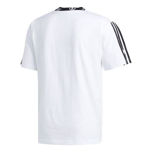 \'White Adidas Ribbed Tee Black\' ED5612 Trefoil