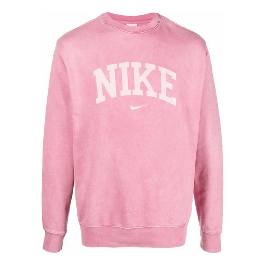 Men's Nike Chest Large Logo Printing Round Neck Long Sleeves Pink Red DC0722-665