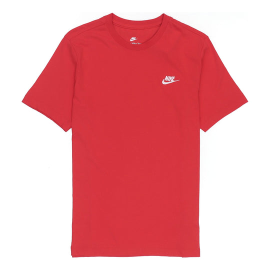 Nike Solid Color Embroidered Small Round Neck Short Sleeve Red AR4999 ...